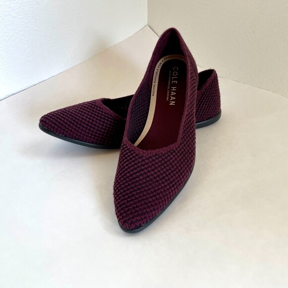 NWOT Cole Haan Springfeel Stitchlite Skimmer Washable Flats in Burgundy Size 6 - Picture 1 of 11